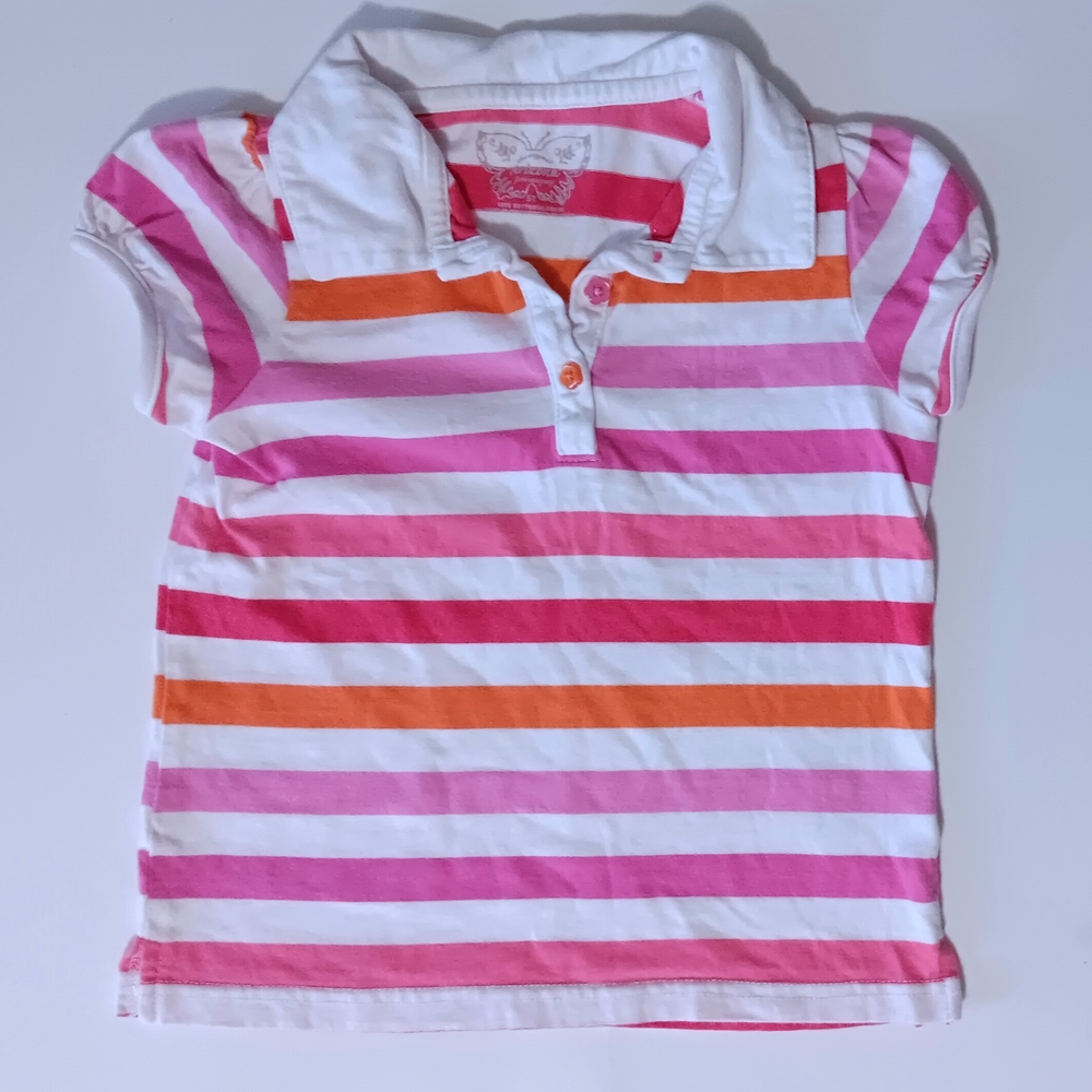 Girl's Pink and Orange Striped Polo